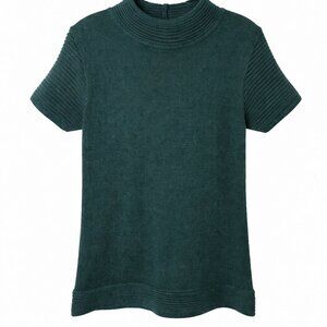 Vivienne Tam Forest Green Short Sleeve Mock Neck Sweater Women’s L Ribbed
